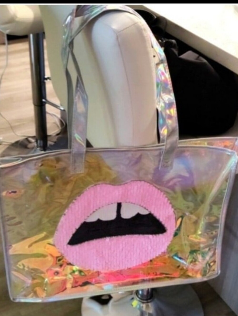 Sequin "Lips" 👄Holographic Tote Bag (Iridescent/Pink) 🩷